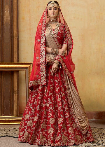 Rød brude Lehenga