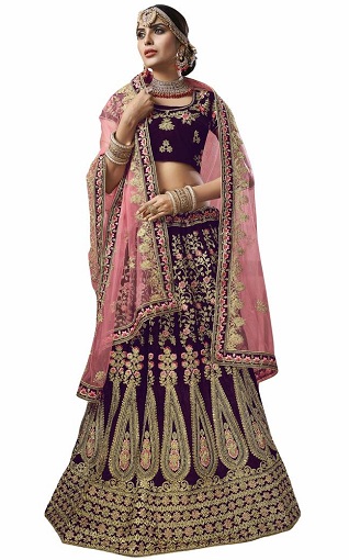 Fløjl brude Lehenga Choli