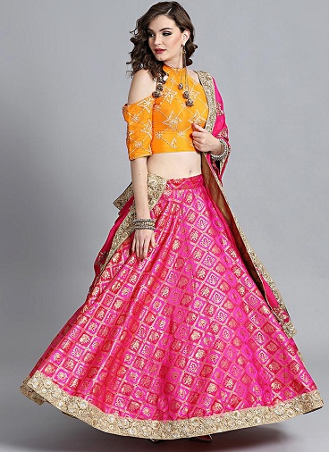 Pink Brocade Lehenga