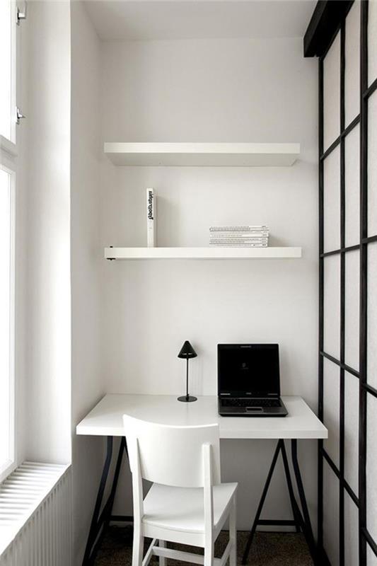 toimistokalusteet valkoinen sisustus pieni kotitoimisto