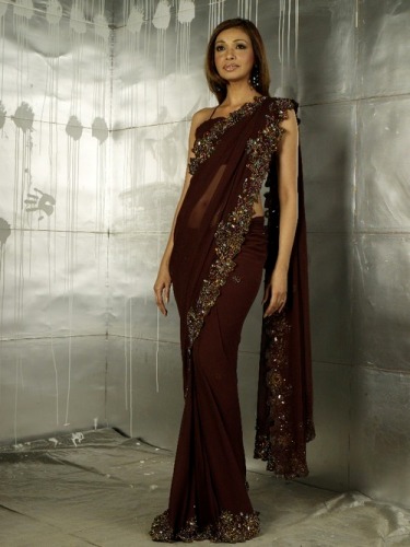 Designer Brown Saree 5