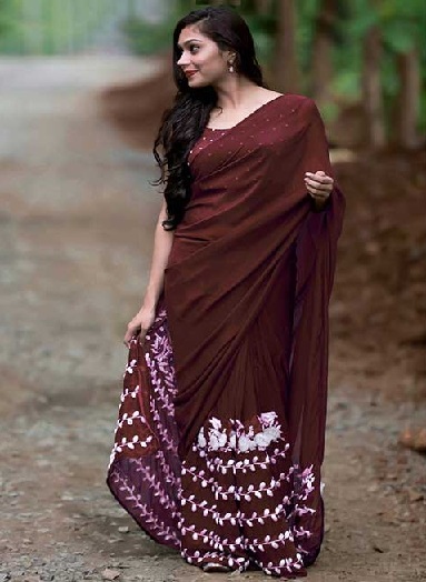 Brun Georgette Saree