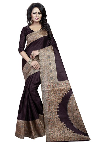 Brun silke Saree