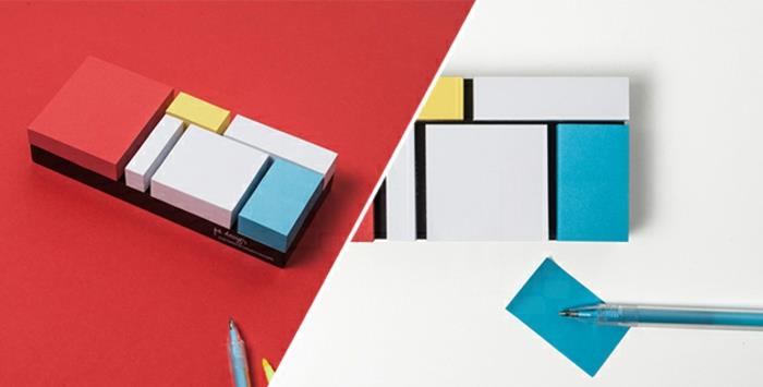 toimistotarvikkeet muistutus huomautus mondrian tyyli pa design