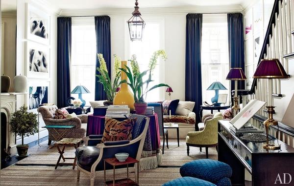 värillinen sisustus - rikas värimaailma värikkäät kalusteet jalokivet värit loistavasti