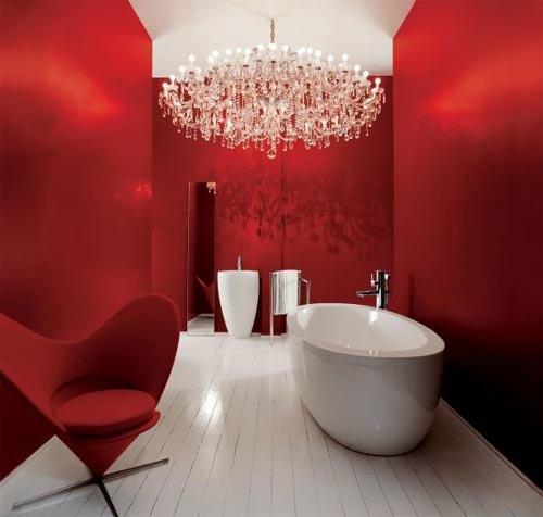 värikkäät kylpyhuonemallit tummanpunainen romanttinen klassikko