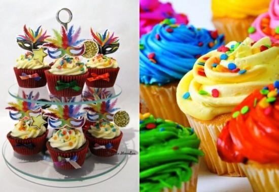 värikkäitä cupcakes -pöytäkoristeita karnevaali -ideoita
