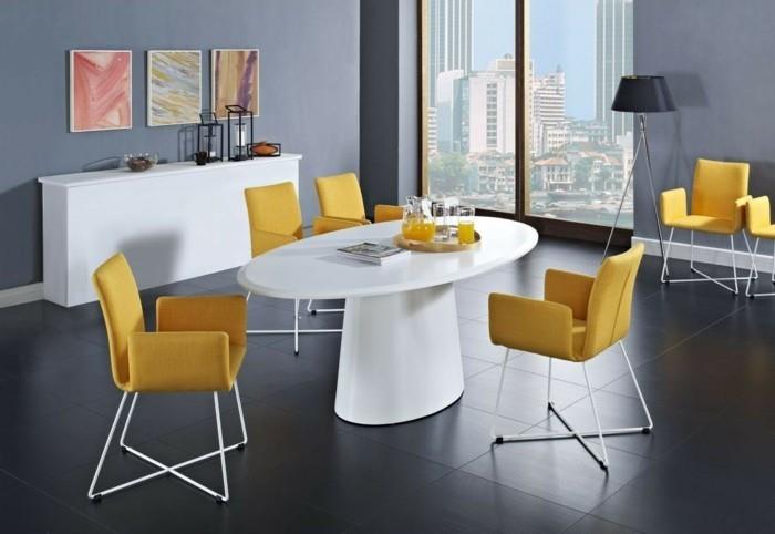 värikkäät huonekalut ruokasali perustaa keltaisia ​​ruokasalin tuoleja