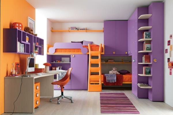 värikäs lastenhuoneen suunnittelu oranssi seinä