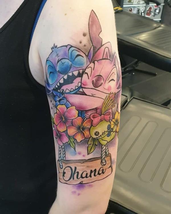 värikäs ohana tatuointi vesiväri tatuointi