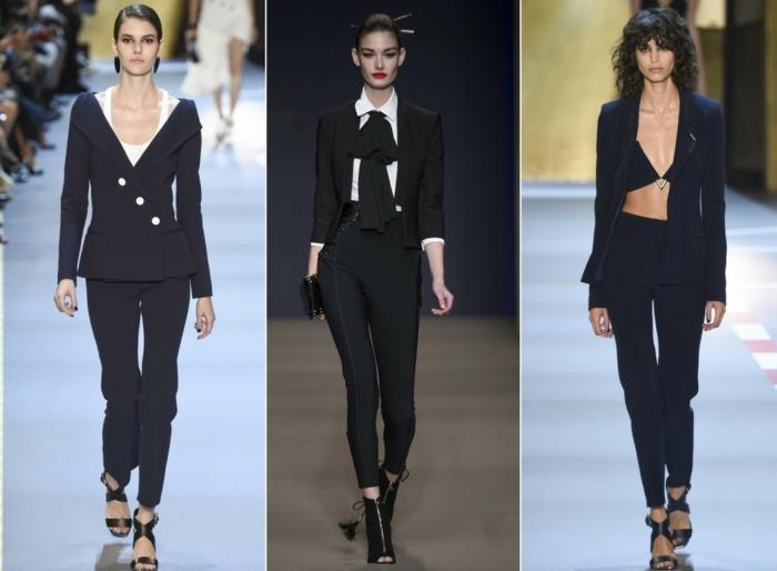 bisnespuvut naisten muoti catwalk mustat värit takki housut klassinen