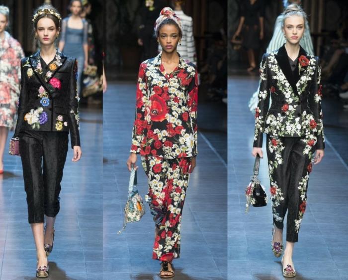 bisnespuvut naiset catwalk kukkakuvioiset housut takit haute couture 2016 trendi n