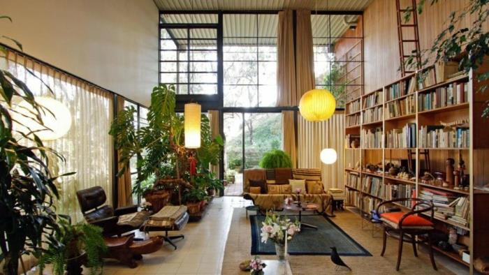 charles ray eames talon puutarhan suunnitteluideoita olohuoneen talon kirjasto