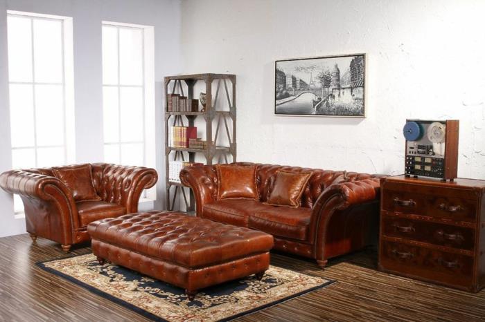 chesterfield nojatuoli aitoa nahkaa ruskeat design -huonekalut olohuoneen kalusteet