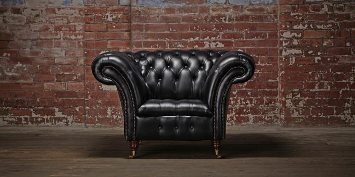 chesterfield nojatuoli aitoa nahkaa-musta cliveden-malli klassiset suunnittelijakalusteet