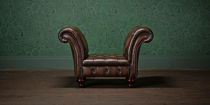 chesterfield nojatuoli -ikkunan istuin alkuperäiset aitoa nahkaa ruskeat design -huonekalut