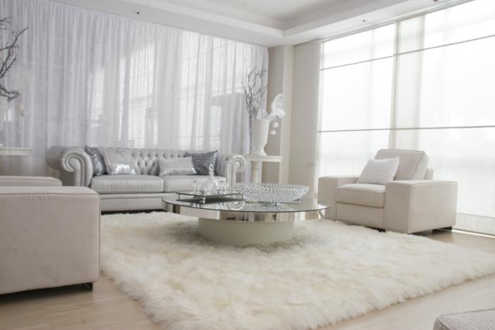 chesterfield -sohva vaaleanharmaa ylellinen valkoinen matto olohuone