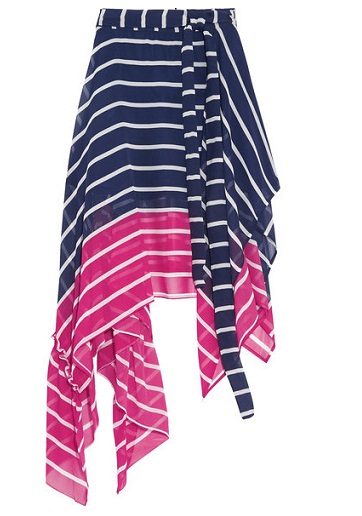 Asymmetrisk stribet chiffon nederdel