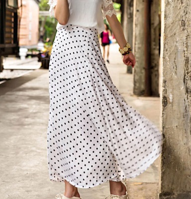 Polka Dot Chiffon Maxi Nederdel