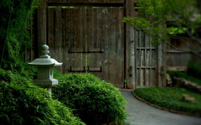 kiinalainen puutarha bambu kivi lyhdyt puutarha aidan portti puu
