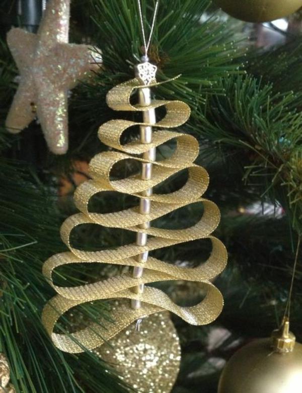 Joulukuusi koristeet puu paperi tuntui tinker kultainen