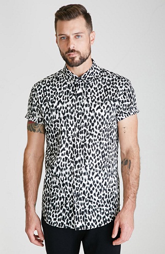 Cool Party Wear Leopard Print Button Down Shirts til drenge