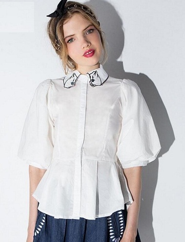 Cat broderi Button -down skjorter til piger