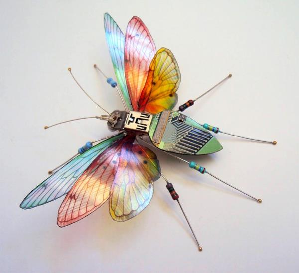 tietokoneen osat taide sudenkorento värikäs siivet piirilevy