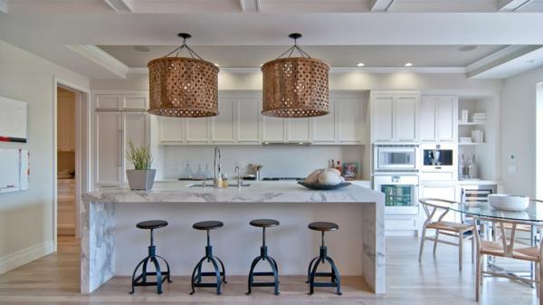 moderni moderni valkoinen keittiö keittiökalusteet marmorinen keittiöjakkara