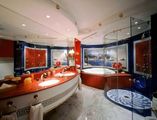 hienoja kuvia kylpyhuoneista punainen valkoinen sininen peilit