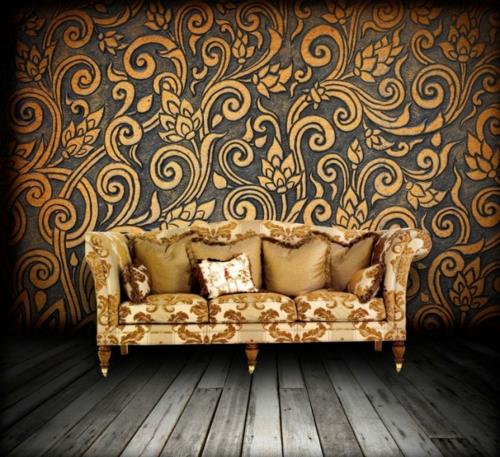 viileä grunge sisustussuunnittelu seinäsuunnittelu kuvio tapetti sohva