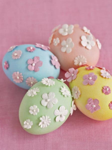 viileät pääsiäiskoristeet kimaltelevat kukat keltainen vihreä sininen pääsiäismunat Pääsiäiskoriste pienet kukat keltainen vihreä sininen pääsiäismunat