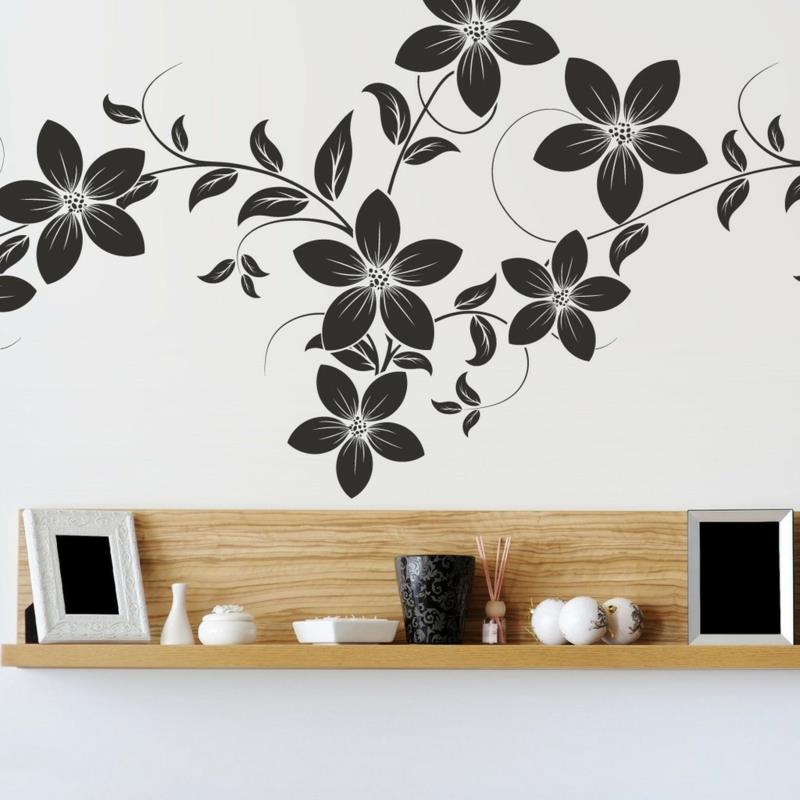 viileä seinä tarrat kukka kuvio seinä suunnittelu mustavalkoinen
