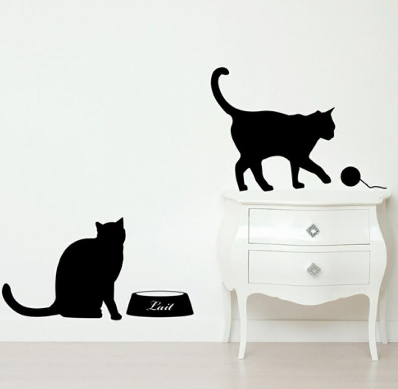 viileä seinä tarrat kissat olohuoneen sisustus seinän suunnittelu mustavalkoinen