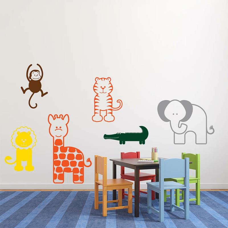 viileät seinätarrat lastenhuone värilliset eläimet seinätatuoinnit