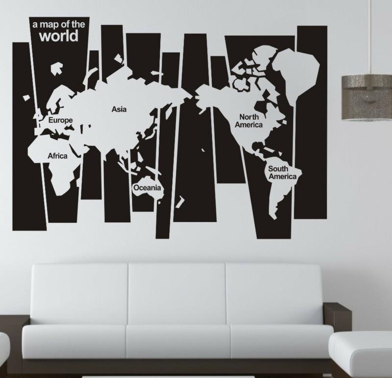 viileä seinä tarrat olohuone maailmankartta seinätarrat olohuoneen sisustus
