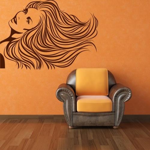 viileä irrotettava seinäkoriste oranssi nojatuoli nainen