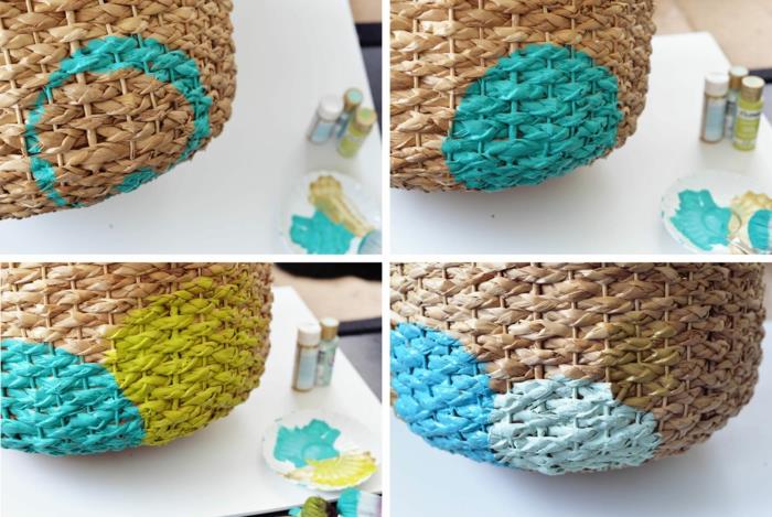 hienoja käsityöideoita punottu koripussi koristele DIY -idea