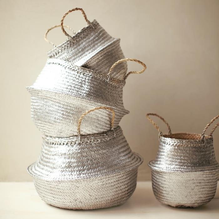viileät käsityöideat koristavat olkipusseja itse hopeasuihku diy deco -idea