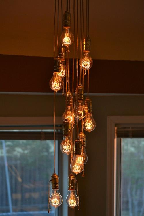 viileät DIY -lamput, jotka on valmistettu hehkulampuista riippuvalaisimista
