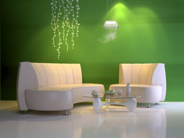 viileät värit olohuoneen sohvalle vihreä minimalistinen