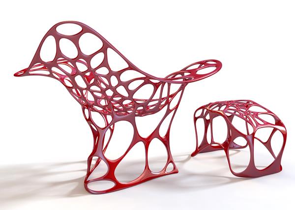 viileät puutarhakalusteet suunnittelee punaista batoidea -tuolia