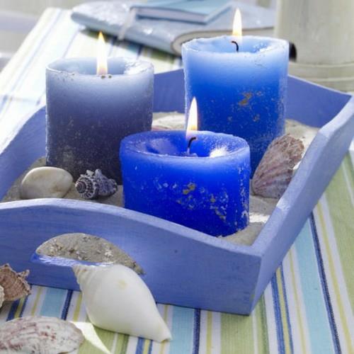 viileitä kynttiläideoita kesä sininen meri teema
