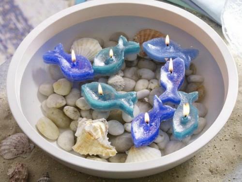 viileitä kynttiläideoita kesäkivi kala sininen muoto