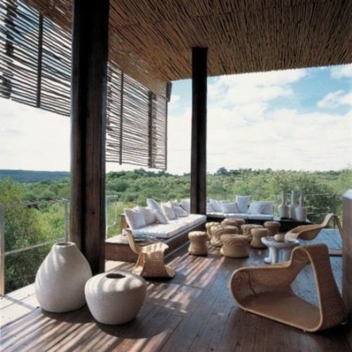 Viileät, modernit puutarhakalusteet suunnittelevat bambu -aurinkosuojaa