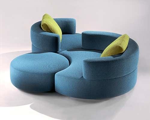 viileä moderni sohva suunnittelee sinivihreät tyynyt