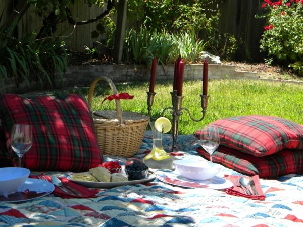 hienoja piknik -ideoita perhe mielenkiintoisia kynttilöitä