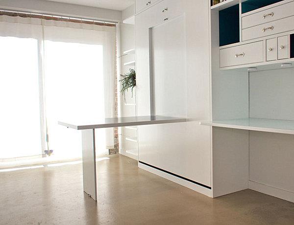 viileä käytännöllinen vuodesohva pieni asunto taitettava pöytä valkoinen