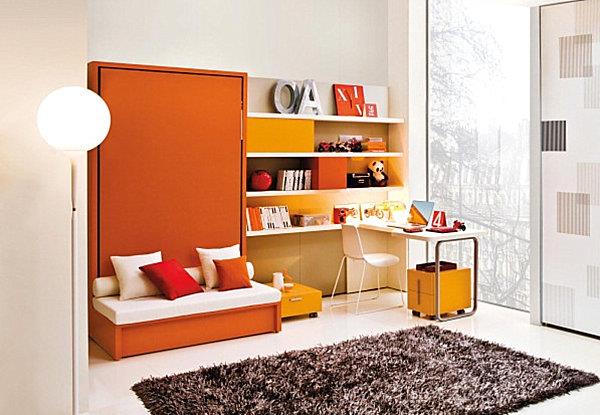 viileät käytännölliset vuodesohvat pienet huoneistot oranssit huonekalut