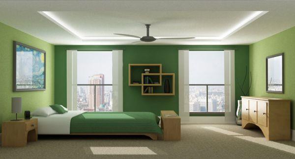 viileä makuuhuoneen väripaletti korostaa vihreää varjostusta